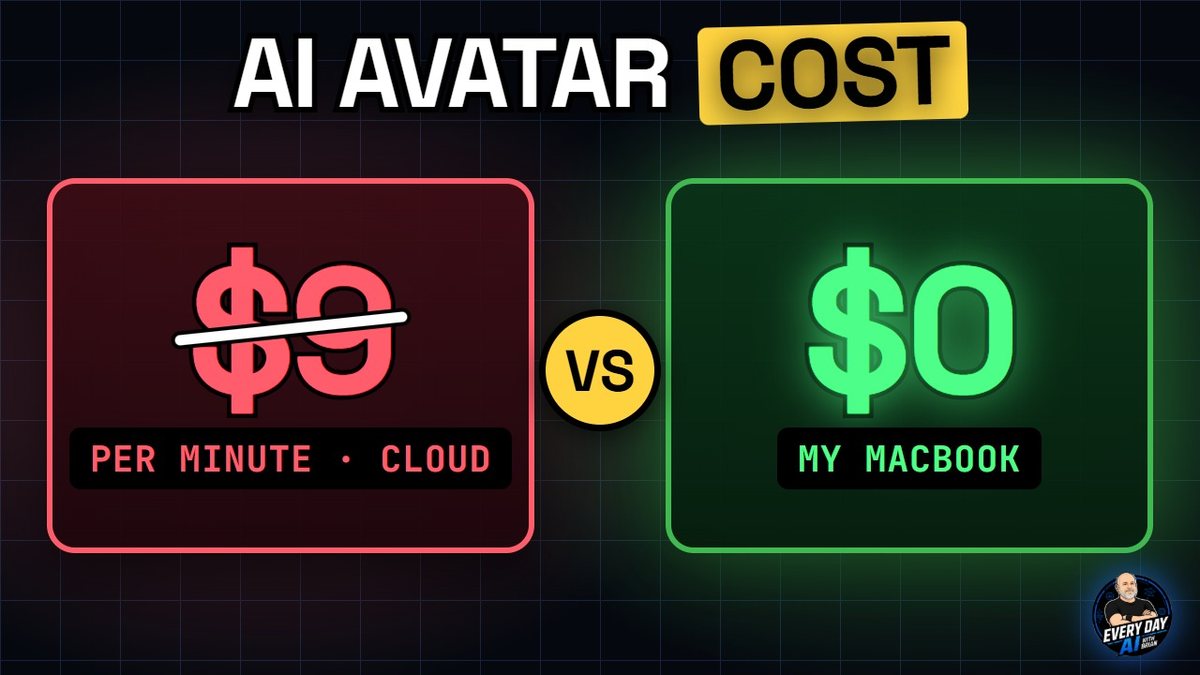 AI avatar cost comparison: about $9 per minute in the cloud versus $0 on my MacBook